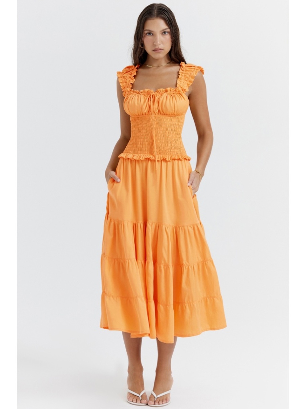 NEW House of CB Phedra Dress Warm Apricot Small - Picture 3 of 17